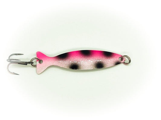 Pink & Pearl White with Black Dots- Fish Shaped Spoon
