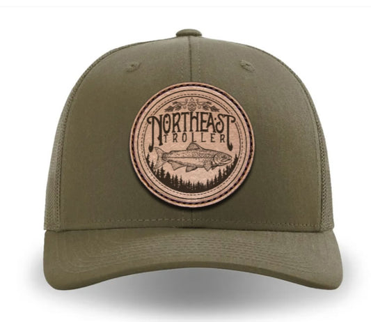 Northeast Troller Leather Patch Hat - Olive Twill