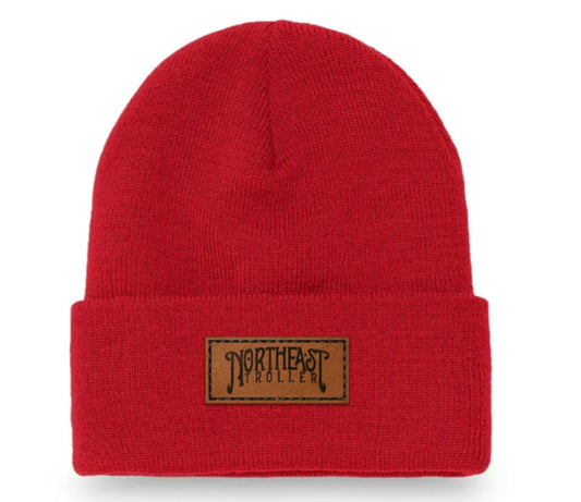 Northeast Troller Leather Patch Beanie - Red