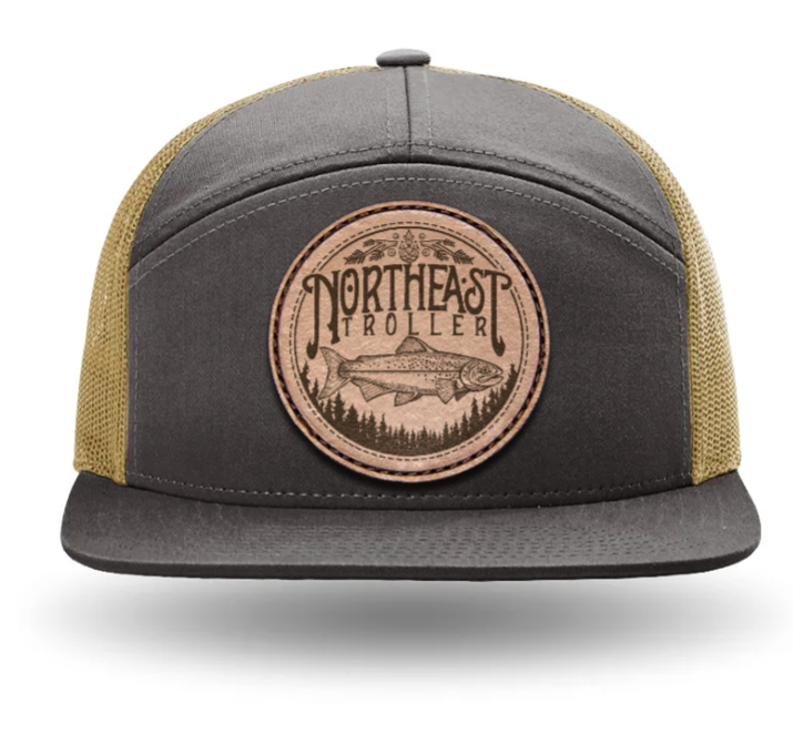Troller Leather Patch Hat - 7 Panel Charcoal & Gold