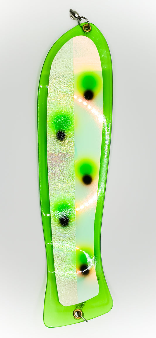 Green Split Peas Both Sides 10" Fish Shaped Flasher