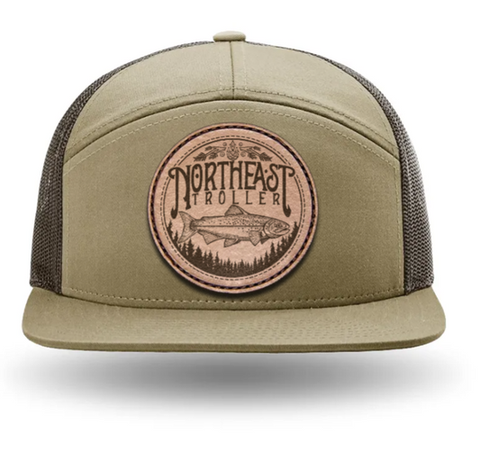 Troller Leather Patch Hat - 7 Panel Khaki & Brown